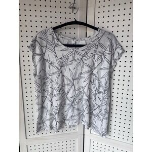 Cynthia Rowley 100% Linen Short SLV Button Back Tee Women's XL (Fits as LG)